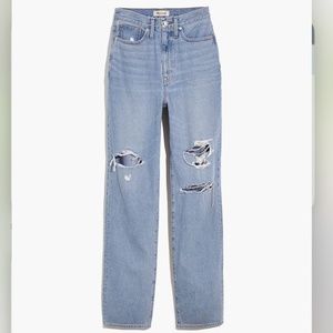 MADEWELL Baggy Straight Jeans in Earlhurst Wash: Ripped Edition Size 28